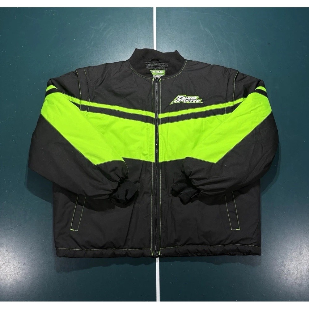 Vintage 90s Arctic Cat Bomber Jacket Mens XL Thinsulate Snowmobile Green Quilted